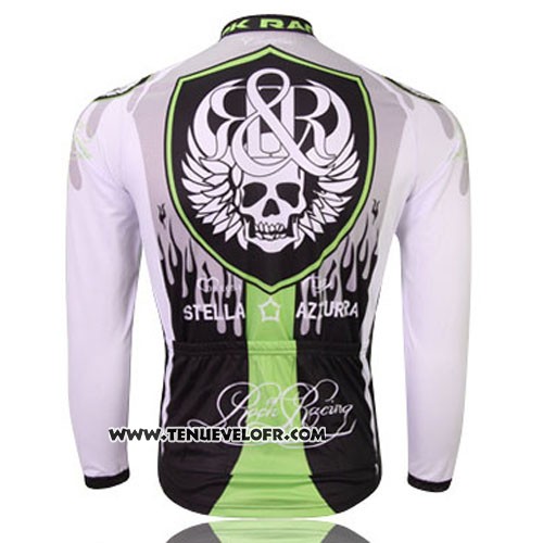 2013 Maillot Ciclismo Rock Racing Noir et Vert Manches Longues et Cuissard
